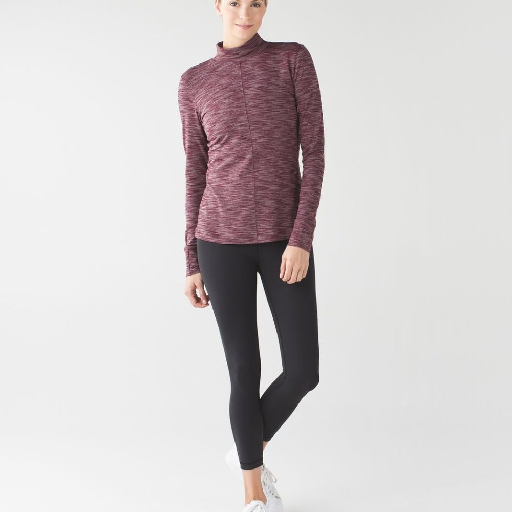 Lululemon & Go Take-Off Long Sleeve  Burgundy Turtleneck Size 12